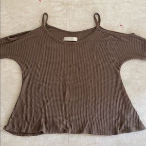 Army green cold shoulder sweater